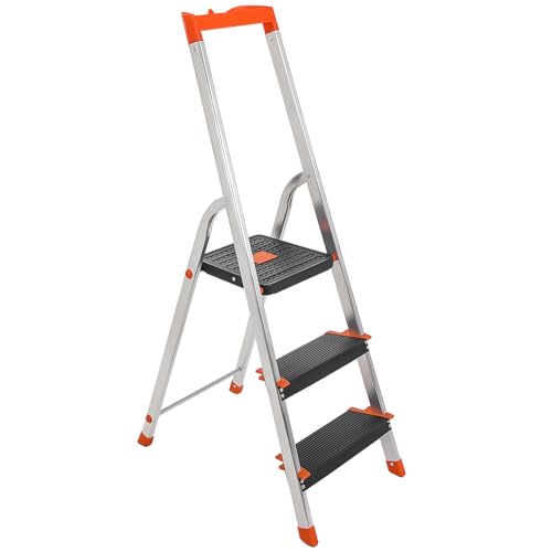 SONGMICS Leiter mit 3 Stufen, Aluleiter, 12...