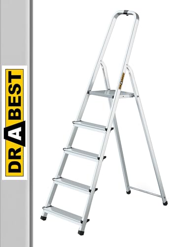 DRABEST Trittleiter klappbar Aluleiter 5...