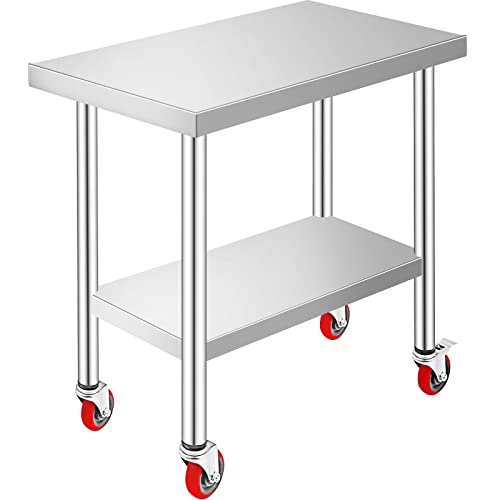 VEVOR Arbeitstisch Edelstahl 76 x 46 x 86 cm...