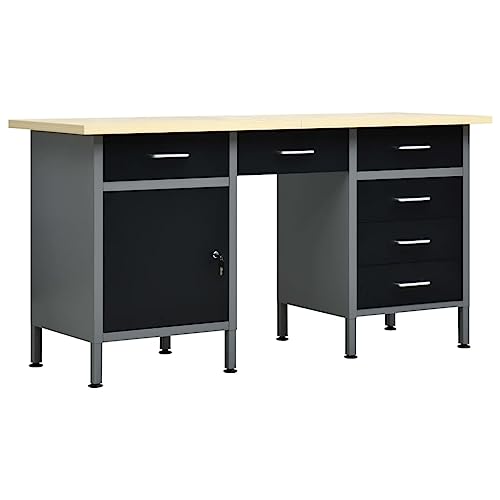 Hommdiy Arbeitstisch mit 6 Schubladen 1...