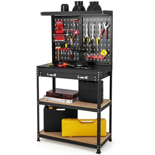 COSTWAY Werkbank, Werkzeugbank mit Lochwand,...
