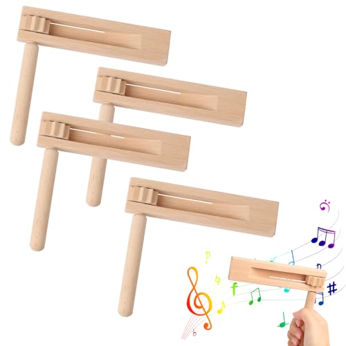 4 Stück Holzratsche Geräusche Maker, Holz...