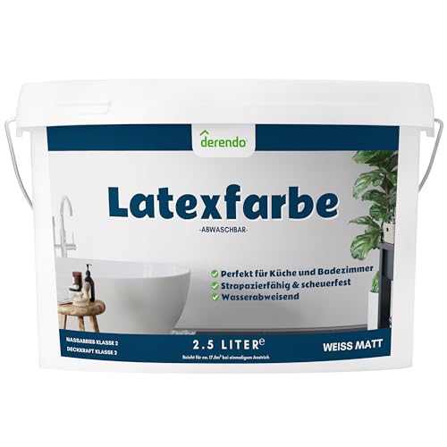 derendo Latexfarbe weiß matt abwaschbar 2,5...