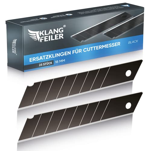 Klangfeiler® 25 Cuttermesser Klingen - BLACK...