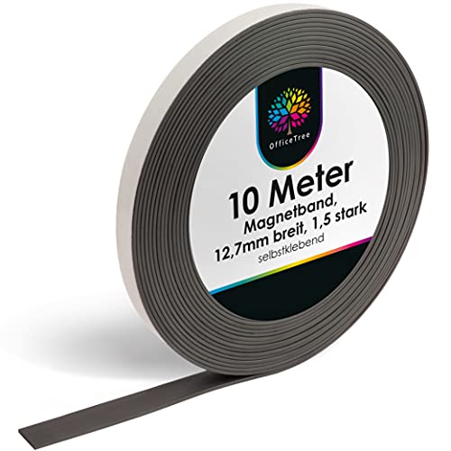 ewtshop® Schwarzes Magnet-Tape mit Abroller 3 Meter selbstklebendes Magnetband Magnetklebestreifen 1,8cm x 3m