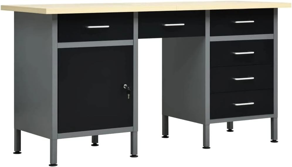 KOIECETA Arbeitstisch mit 6 Schubladen 1...