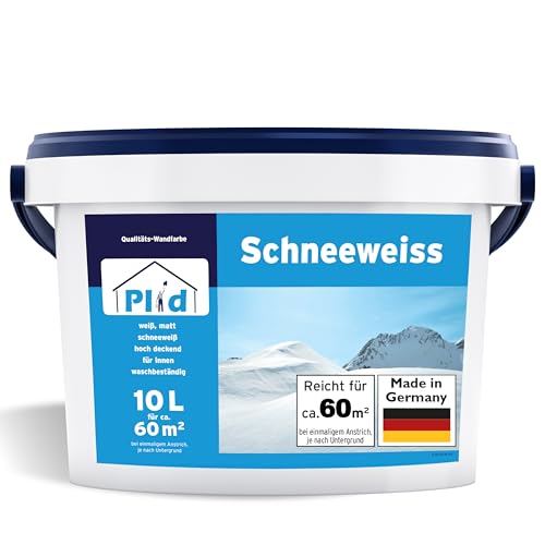 Plid® Schneeweiß Wandfarbe Weiß 10L [HOHE...