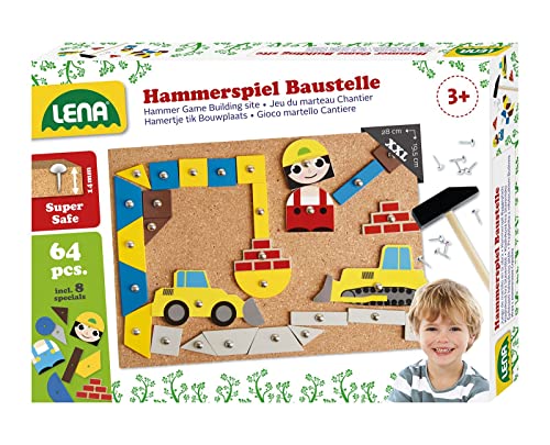 Lena 65828 Hammerspiel, Nagelspiel mit 64...