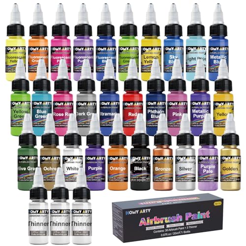 HOMY ARTY Airbrush Farbe, 30 Farben mit 3...