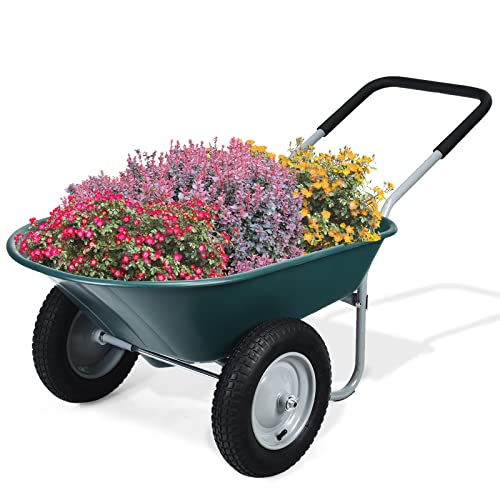GYMAX Gartenschubkarre 75 Liter Volumen mit 2...