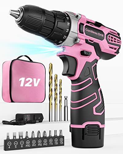 Akkuschrauber 12V in Pink Rosa, Akkubohrer,...