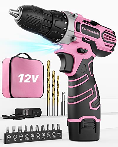 Akkuschrauber 12V Pink Rosa, Akkubohrer...