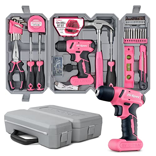 Hi-Spec 58 tlg. Werkzeugset in Pink mit 8V...
