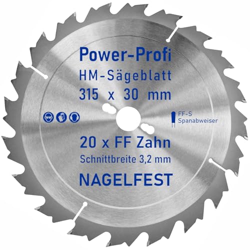 HM-Sägeblatt 20 x Zahn FF 315 x 30 mm FF-S...
