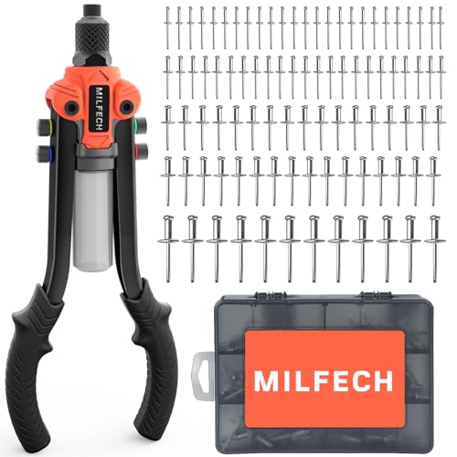 MILFECH Nietenzange Set mit 210 Nieten für...