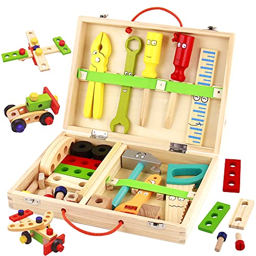 Werkzeugkoffer Kinder Spielzeug Holzspielzeug...