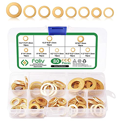 Foliv 80 PCS Fitschenringe Sortiment, Messing...