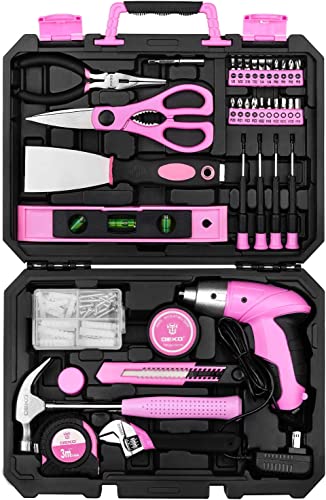 DEKO Werkzeugkoffer Rosa 98 Teiliges mit 3.6V...