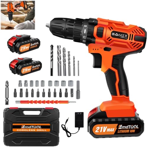 Akku-Bohrmaschine 21V Akkuschrauber Set mit...