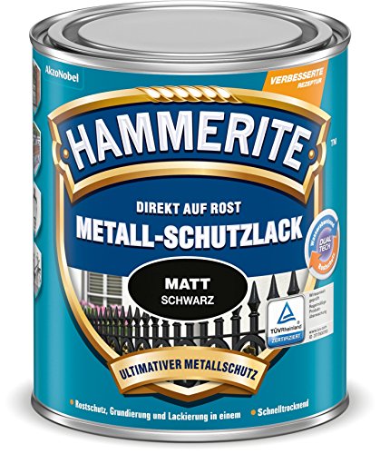 Hammerite Metallschutzlack Matt, Schwarz,...
