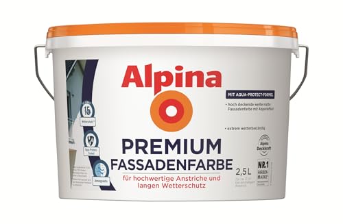 Alpina Premium Fassadenfarbe – weiß, matt...
